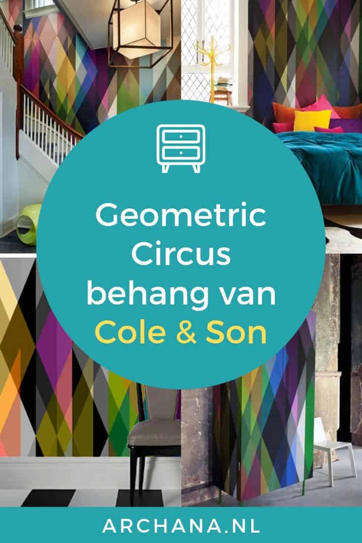 Geometric Circus behang van Cole & Son. Circus is a striking large-scale wallpaper panel of overlapping multi-coloured harlequins. Panels can be repeated around a room for an immersive, kaleidoscope of colour or used singularly as a feature. - ARCHANA.NL #wallpaper #coleandson