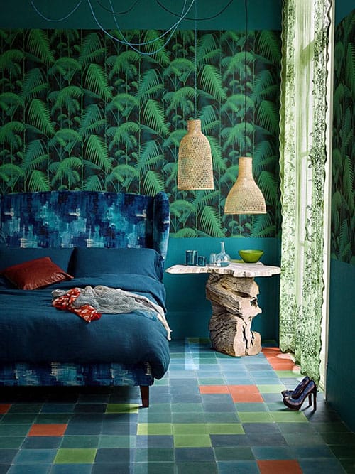 Slaapkamers en interieurs met tropisch behang | tropical wallpaper bedroom | ARCHANA.NL 