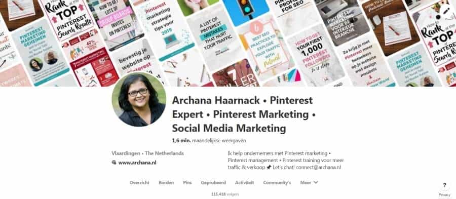 Pinterest profiel van Archana Haarnack - ARCHANA.NL #pinterest #pinterestnederland